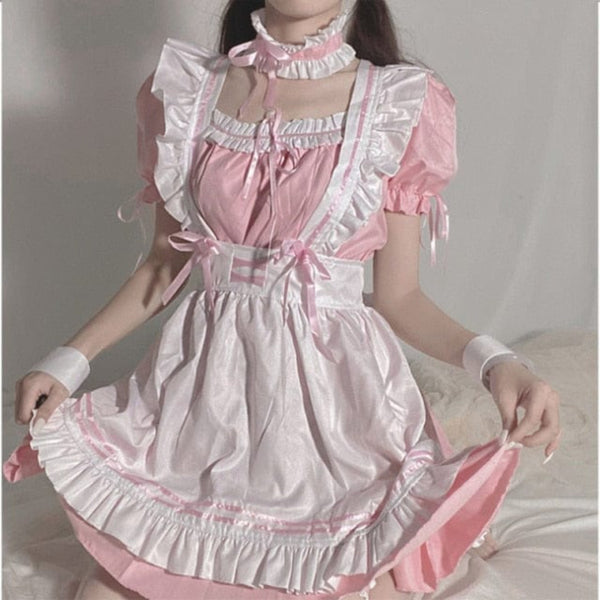 2021 Black or Pink Cute Lolita Maid Costumes Girls Women Lovely Maid Cosplay - OhSaucy