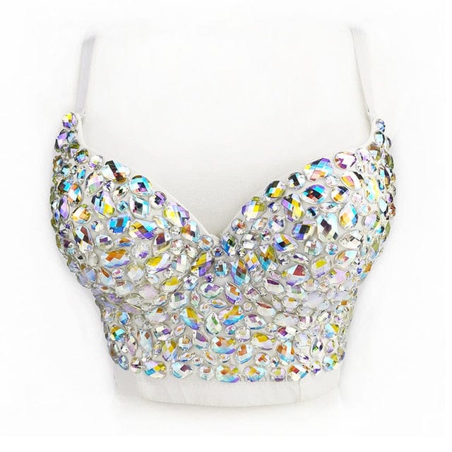 Diamonds Crop Top Women's Bustier Bra Shining Backless Bustier - OhSaucy