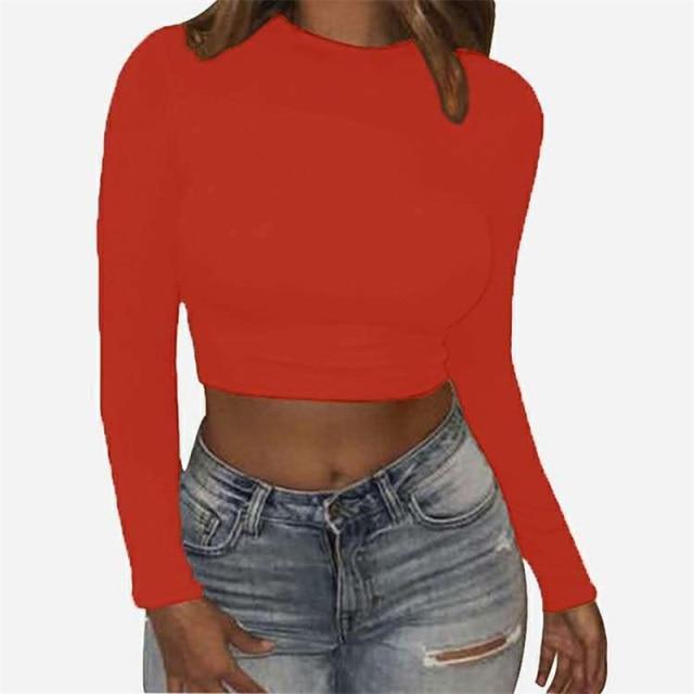 Sexy Bodycon T Shirt Crop Tops- OhSaucy