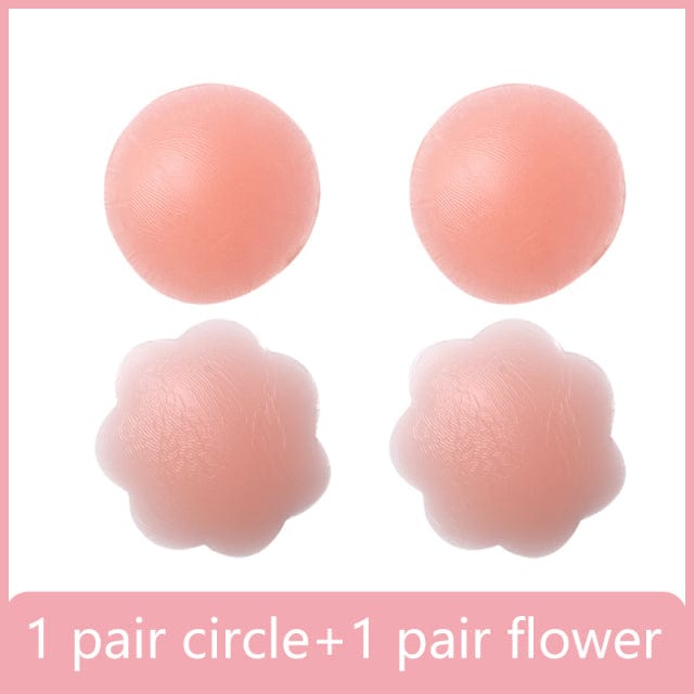 Oh Saucy 2 pairs 3 / 7cm Breast Petals Nipple Cover Invisible Adhesive Silicone Reusable