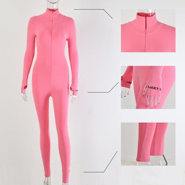 Oh Saucy jumpsuit S / pink long Casual Jumpsuit 35%-65% Sale - Ribbed Turtleneck Sport Wear