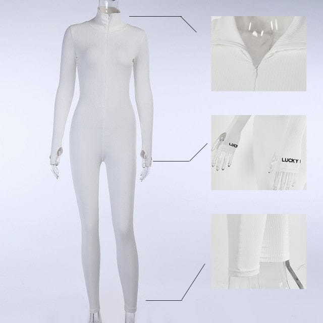 Oh Saucy jumpsuit S / white long Casual Jumpsuit 35%-65% Sale - Ribbed Turtleneck Sport Wear