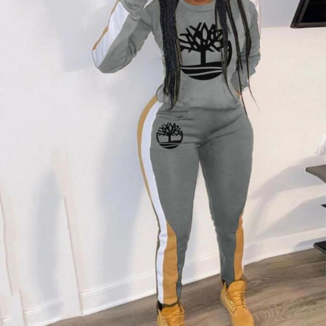 2021 European and American Spring collection HOT Casual Sports Branded two-piece tracksuit - OhSaucy