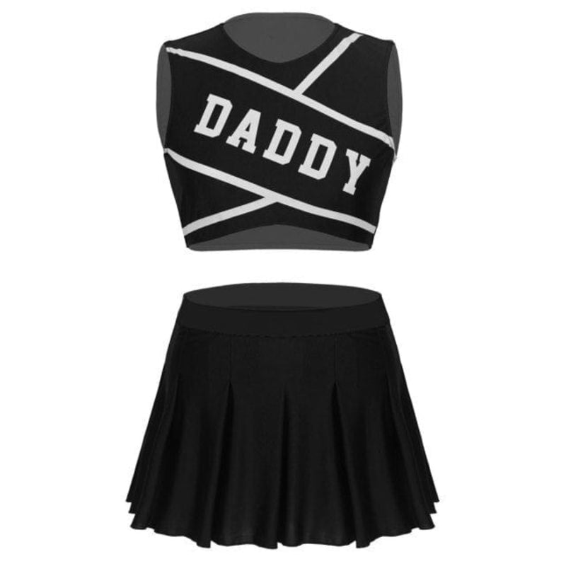 Women's Cheerleader Cosplay Costume Crop Top with Mini Pleated Skirt - OhSaucy