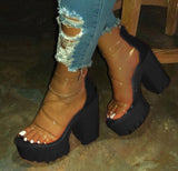 Oh Saucy Shoes black / 40 Chunky Heel Night Club Party Platform