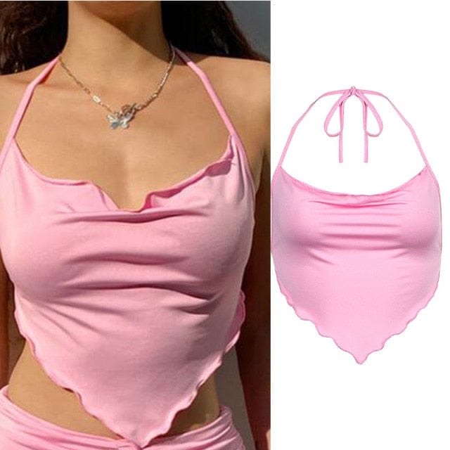 pink Tank Crop Top Many Trending Colours & Print Variants - OhSaucy