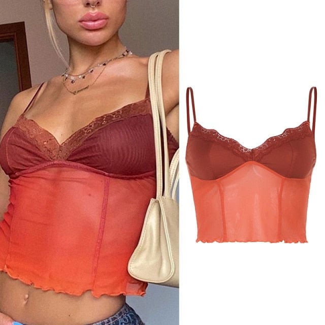 red orange mix Corset Tank Crop Top Many Trending Colours & Print Variants - OhSaucy