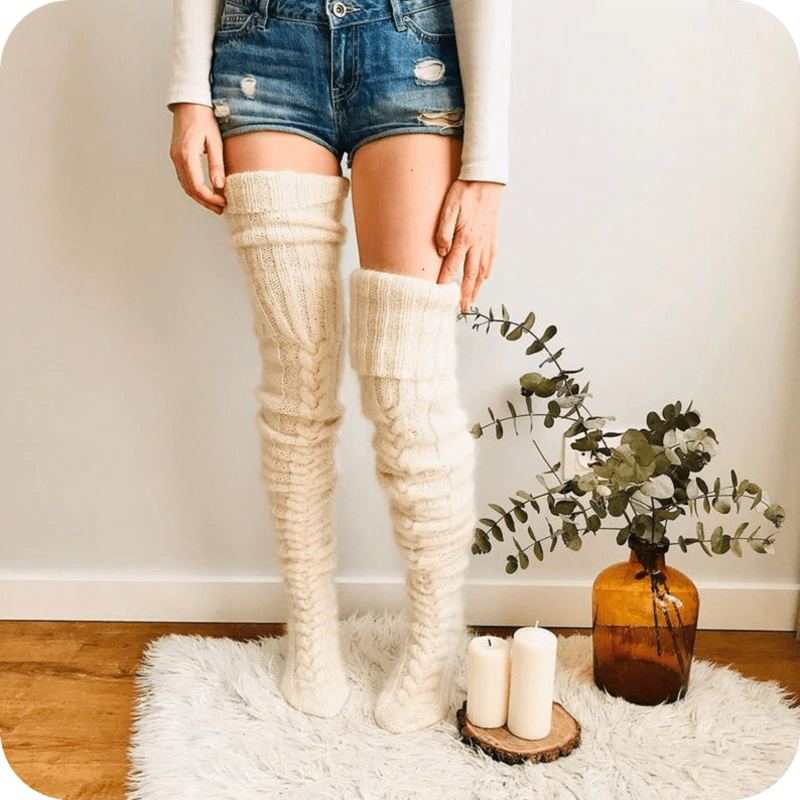 Oh Saucy Leg Warmers Creamy White / Regular Size CozySoxy's™ Comfiest Thigh Highs