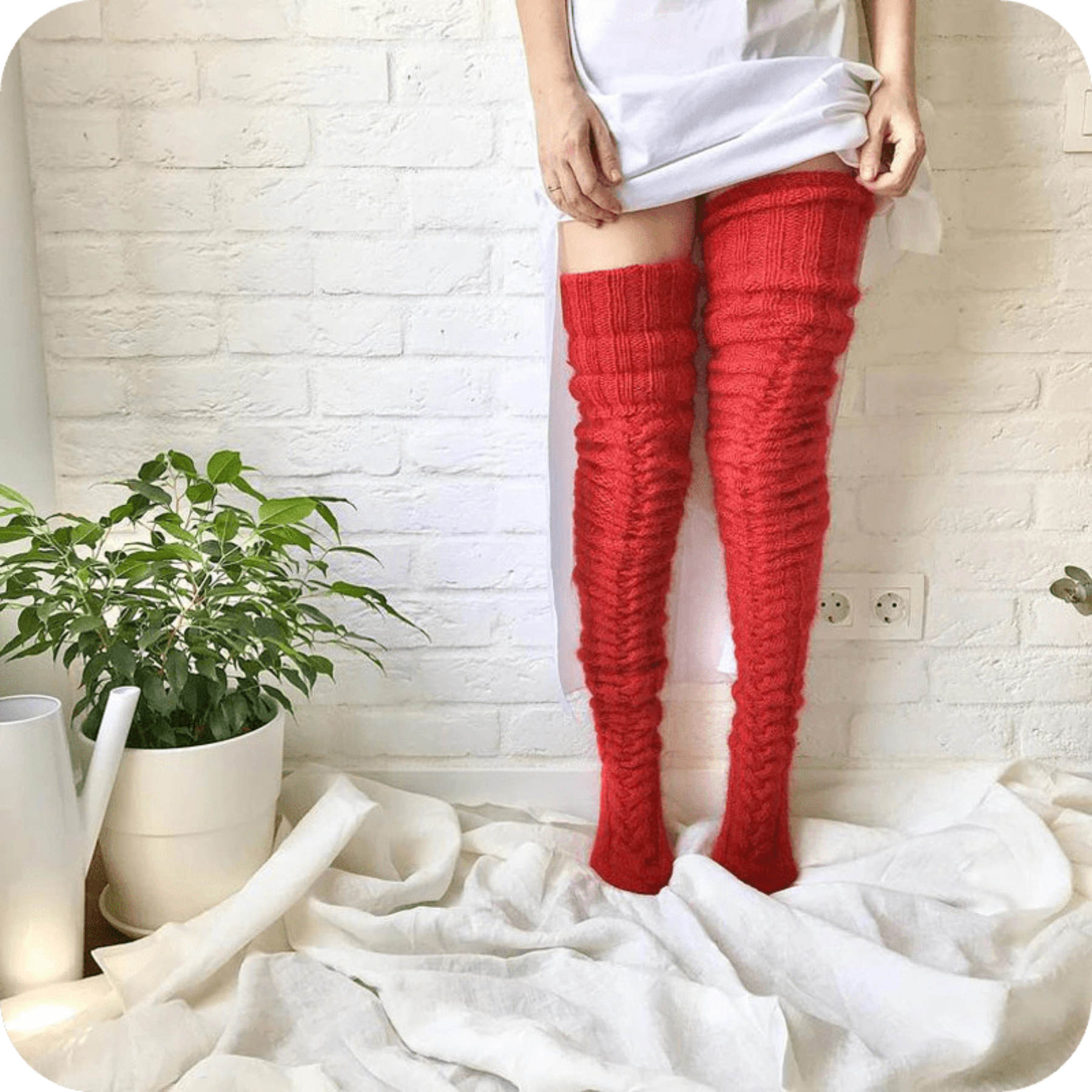 Oh Saucy Leg Warmers Lovable Red / Regular Size CozySoxy's™ Comfiest Thigh Highs