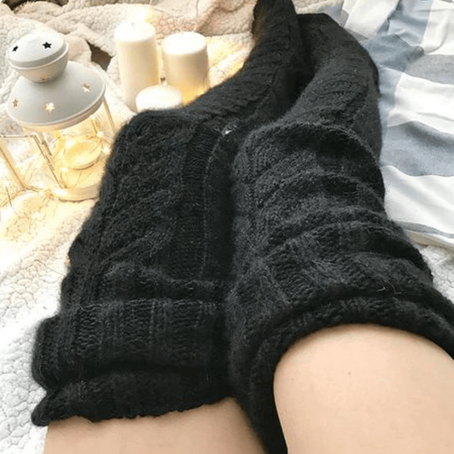 Oh Saucy Leg Warmers Midnight Black / Regular Size CozySoxy's™ Comfiest Thigh Highs