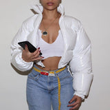 Oh Saucy Jackets white / S Crop Bubble Puffer Jacket ~ Fantastic Range Of Vibrant Colours ~ Trending Drip