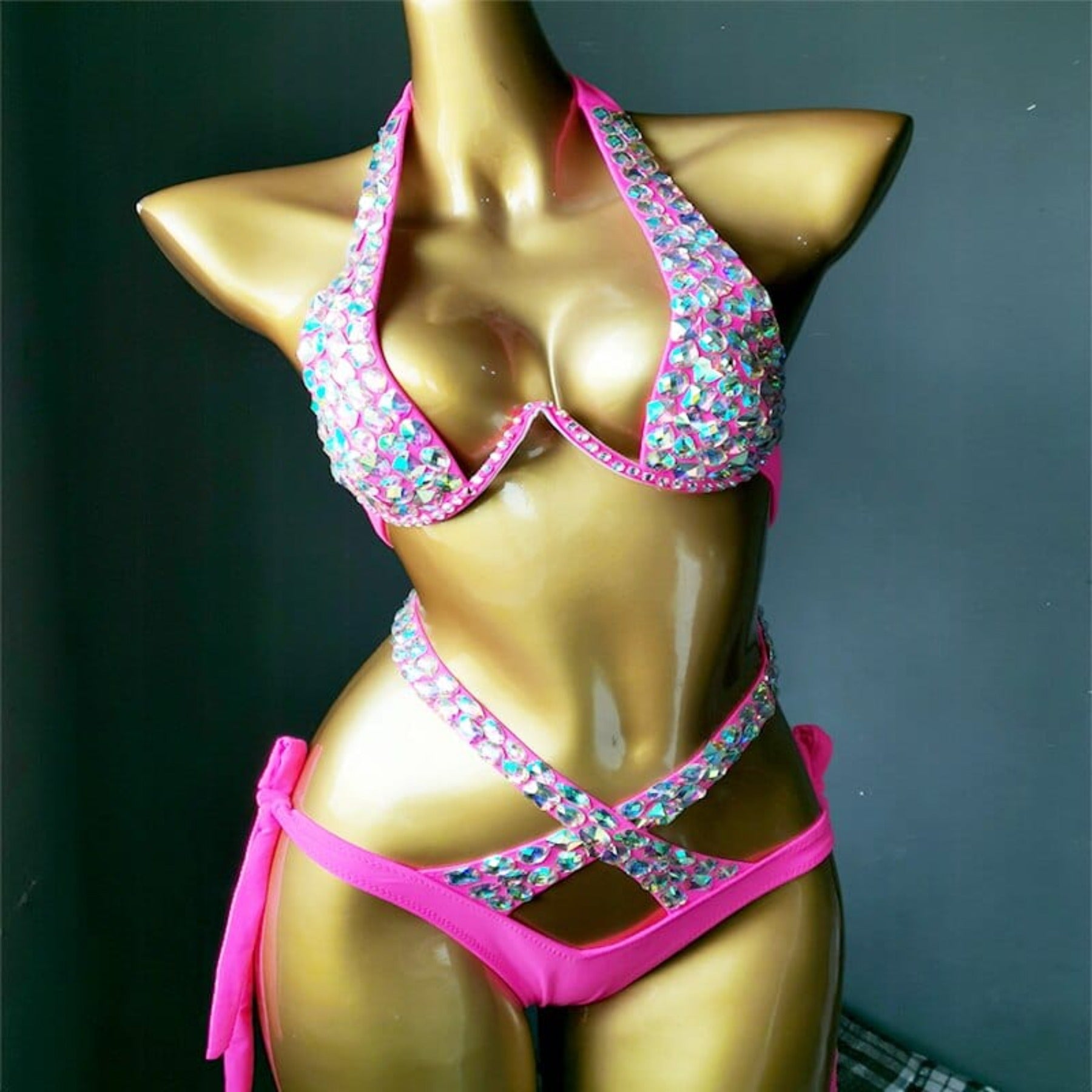 Crystal Bikini Set Bling Stones Swimsuit