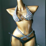  vacation crystal bikini set diamond swimwear rhinestone bathing suit bling stones swimsuit  beachwear - OhSaucy