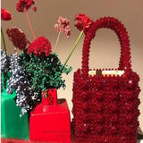 Oh Saucy Red Crystal Queen™ Bead/Pearl Dinner Bag 70% Off Limited Time Offer Ends Soon