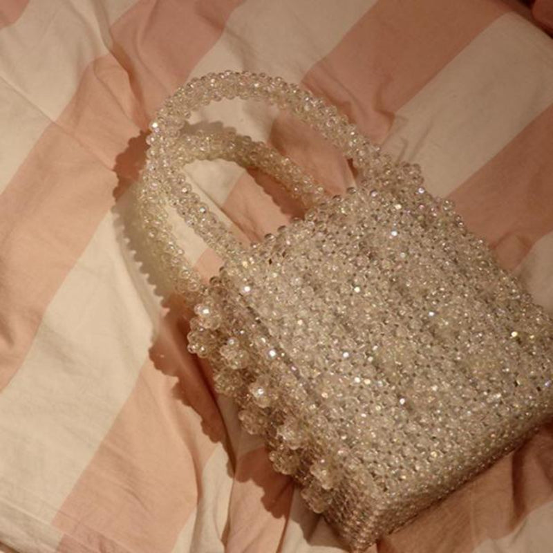 Oh Saucy White Crystal Queen™ Bead/Pearl Dinner Bag 70% Off Limited Time Offer Ends Soon