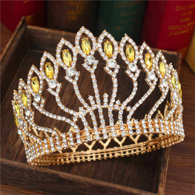 Crystal Queen Wedding Tiara Crown Bridal Pageant Hair Ornaments Baroque Diadem Headpiece Women Bride Head Jewelry Accessories - OhSaucy