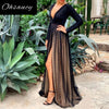 OhSaucy black / S Deep V Dot Mesh Maxi Dress Party Dress Black Dress