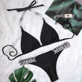 In-X Shiny diamond bikini 2020 Sexy push up halter swimsuit female crystal swimwear women Brazilian biquini Bathing suit new - OhSaucy