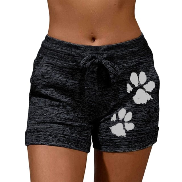 Drawstring Cat Paw Print Shorts - OhSaucy