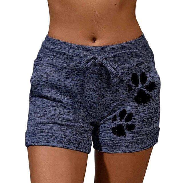 Drawstring Cat Paw Print Shorts - OhSaucy