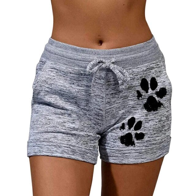 Drawstring Cat Paw Print Shorts - OhSaucy