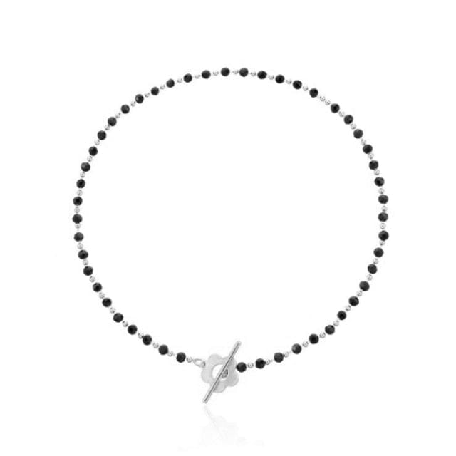 OhSaucy Apparel & Accessories Silver color 2 Drip In Simple Luxury | Black Crystal and Glass Bead Chain Choker Necklace | Lariat Lock Jewellery