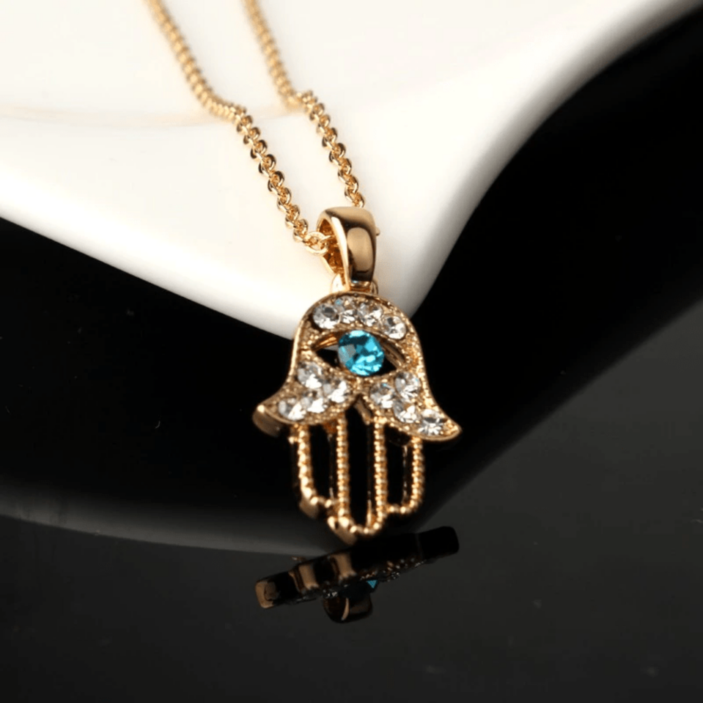 Oh Saucy Necklace Elegantia™  Crystal Hand Of Hamsa Necklace