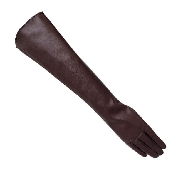 Faux Leather Elbow Length Gloves Large Medium Small Various Shades - OhSaucy