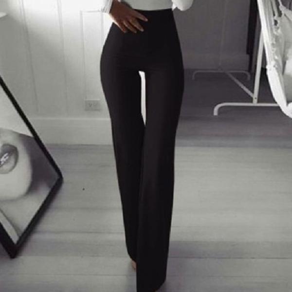 OhSaucy Apparel & Accessories black / M Flared Leg | High Waist | Classic Boot Cut Long Trousers