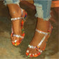 Oh Saucy Orange / 10.5 Flat Sandals Women Fashion Rhinestone Outdoor Beach Shoes Simple Crystal Shoe Plus Size 35-43