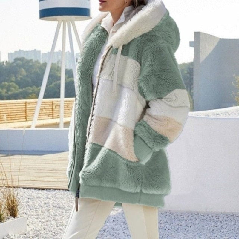 OhSaucy Apparel & Accessories green / S Fleece Hooded Jacket Pastel Colours Winter Warmer