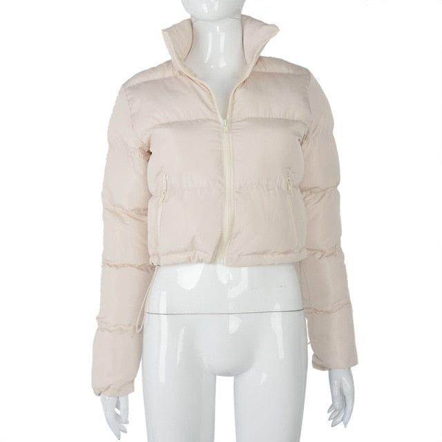 Oh Saucy Jackets Apricot / S Foil Look or Faux Fur Fluffy ~ Bubble Puffers