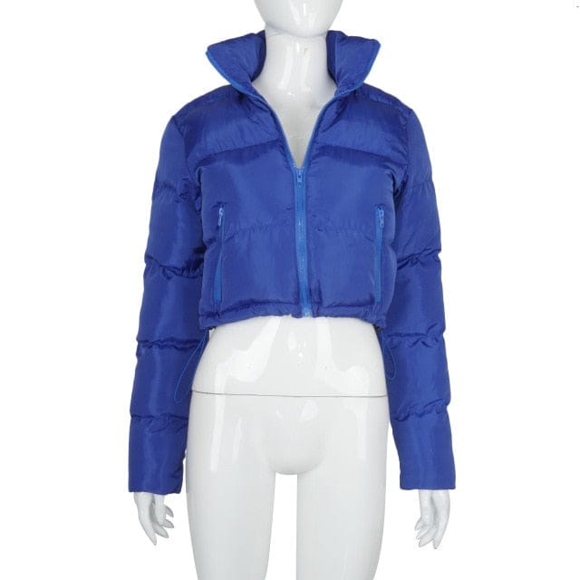 Oh Saucy Jackets Blue / M Foil Look or Faux Fur Fluffy ~ Bubble Puffers