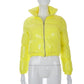 Oh Saucy Jackets Yellow / XL Foil Look or Faux Fur Fluffy ~ Bubble Puffers