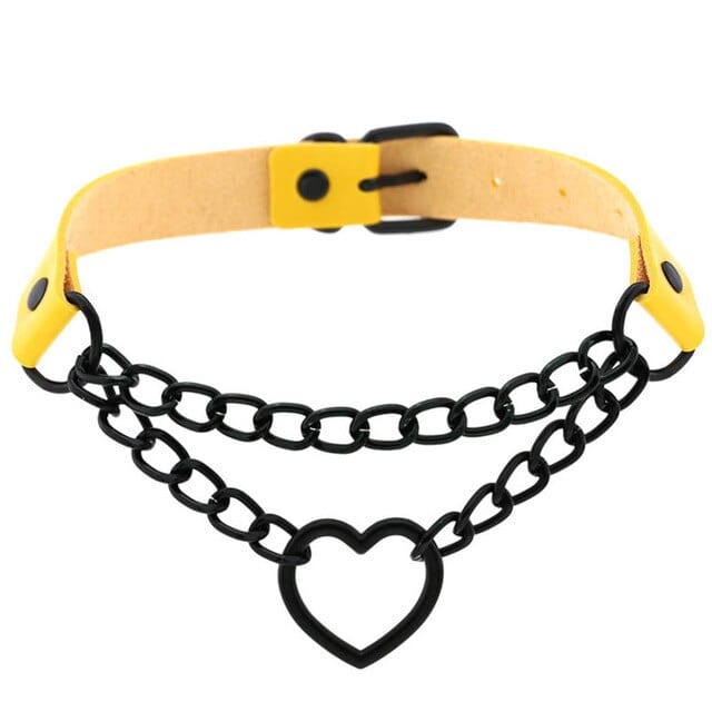 Metal Lock heart choker collar women black gothic Heart Shape Cool Choker necklace neck goth jewelry Sex Accessiores - OhSaucy