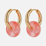 Oh Saucy Apparel & Accessories > Jewelry > Earrings Gold Handmade Pink Natural Beads Earrings