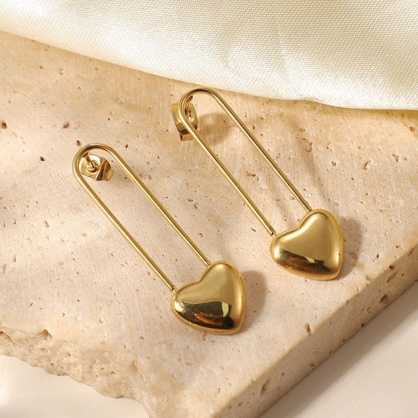 Oh Saucy Apparel & Accessories > Jewelry > Earrings Gold Heart Gold Paperclip Earrings