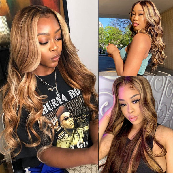 OHS hair Highlight Wig Human Hair Ombre Lace Front 8 to 30 inch Brazilian Hair 75% SALE