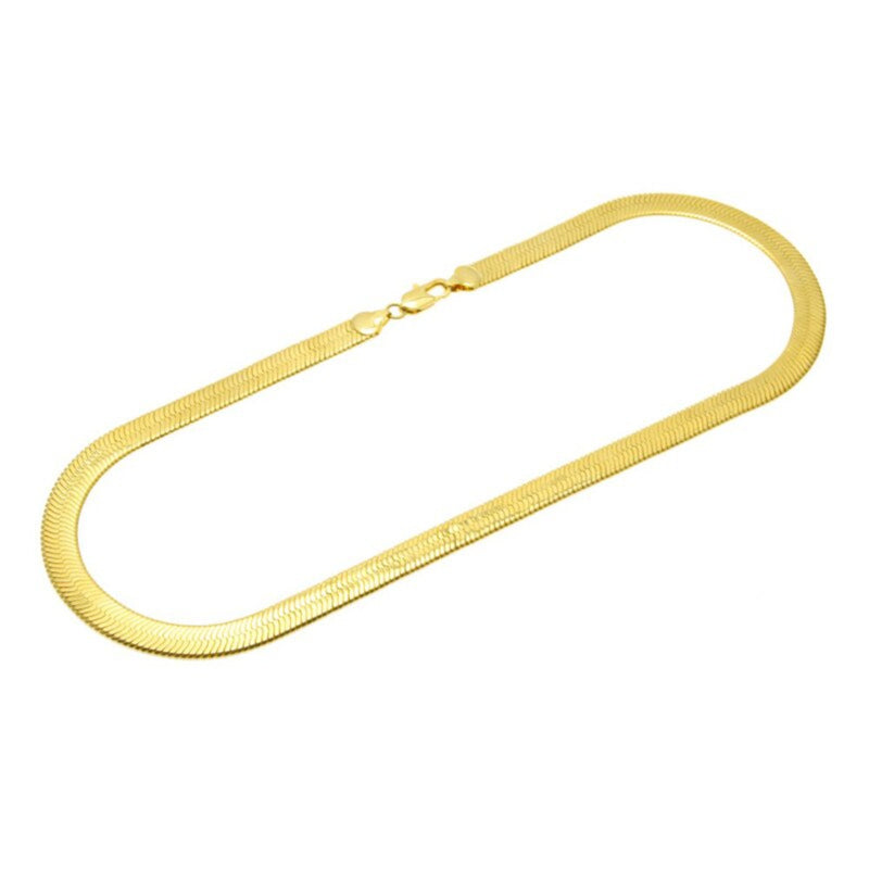 OHS jewelery "HITM UP"  Long/Choker Necklace 10MM Casual Flat Gold Color Hip Hop Chain