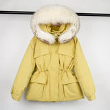 Oh Saucy real fur 8 / M Hooded Winter Feather Down Coat With Huge Raccoon Fur Collar  90% Duck Down