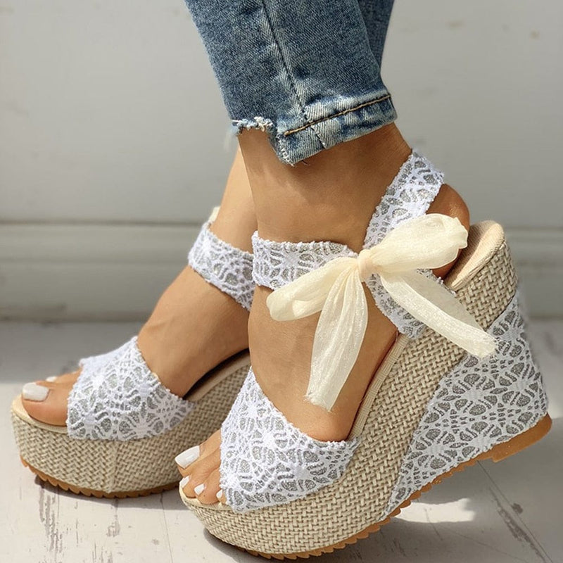 Oh Saucy Hot Lace Wedges Party Platform High Heels Shoes