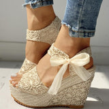Oh Saucy Gold / 40 Hot Lace Wedges Party Platform High Heels Shoes