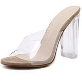 Oh Saucy apricot 2 / 6 Jelly PVC Sandal ~ Transparent Crystal Heel ~ Clear High Heels Slip on