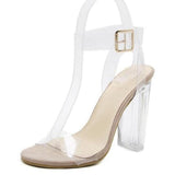 Oh Saucy apricot 3 / 6 Jelly PVC Sandal ~ Transparent Crystal Heel ~ Clear High Heels Slip on