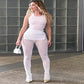 Oh Saucy Activewear Knitted Two Piece Set  | See Through Casual Top + Pants | Streetwear