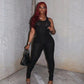 Oh Saucy Activewear black / L Knitted Two Piece Set  | See Through Casual Top + Pants | Streetwear
