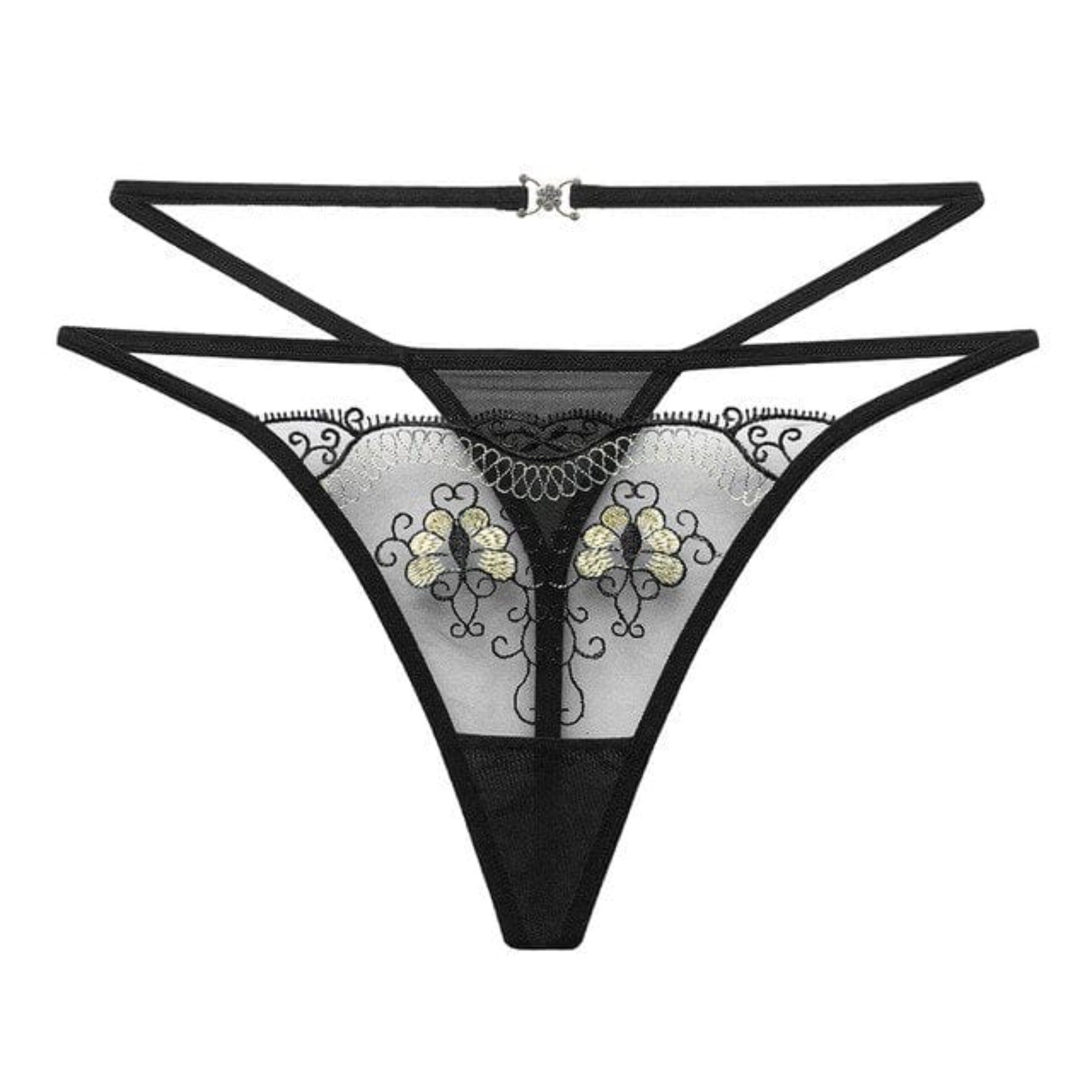 Sexy Private Underwear Lace Floral Panties With Pendant Open Crotch Thongs For Sex Body Jewelry Women Erotic Lingerie - OhSaucy