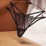 Women Embroidery Thongs G strings With Back Jewelry Pendant Sexy Lace Transparent Underwear Erotic Open Crotch Panties For Sex - OhSaucy