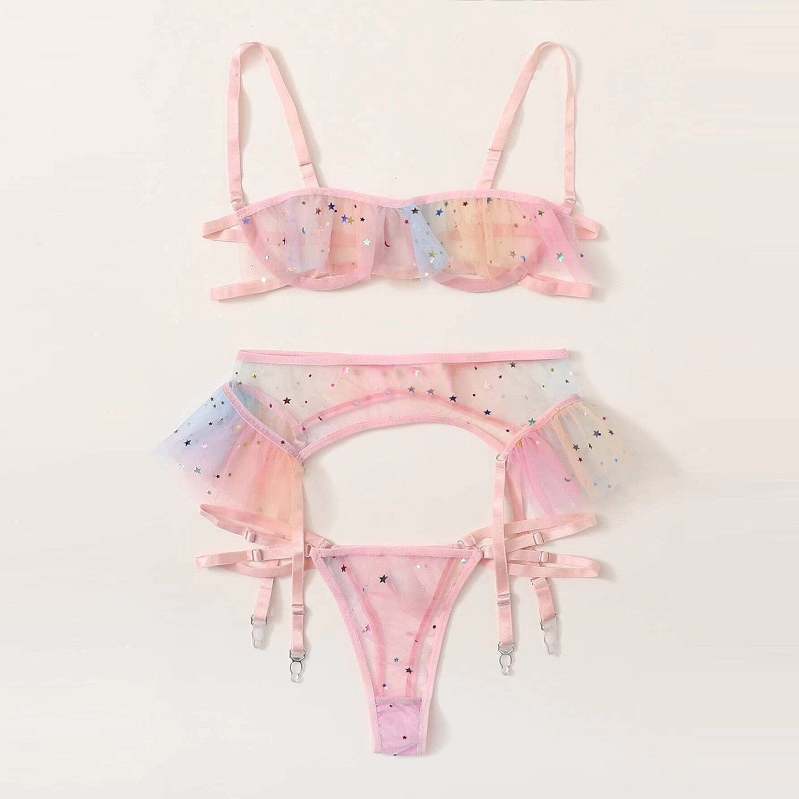 Lace Erotic Lingerie Three Piece Set