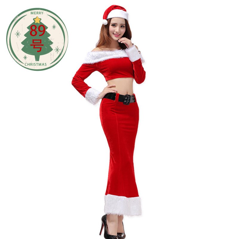 OHS seasonal 89 / One Size Ladies Cosplay Costume Christmas Santa Claus  Sexy Red and White